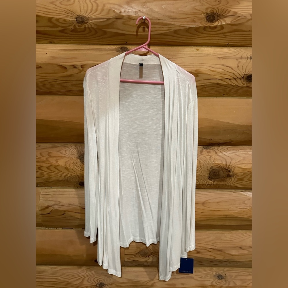 Falls Creek, flyaway cardigan, white, size Medium New with Tags